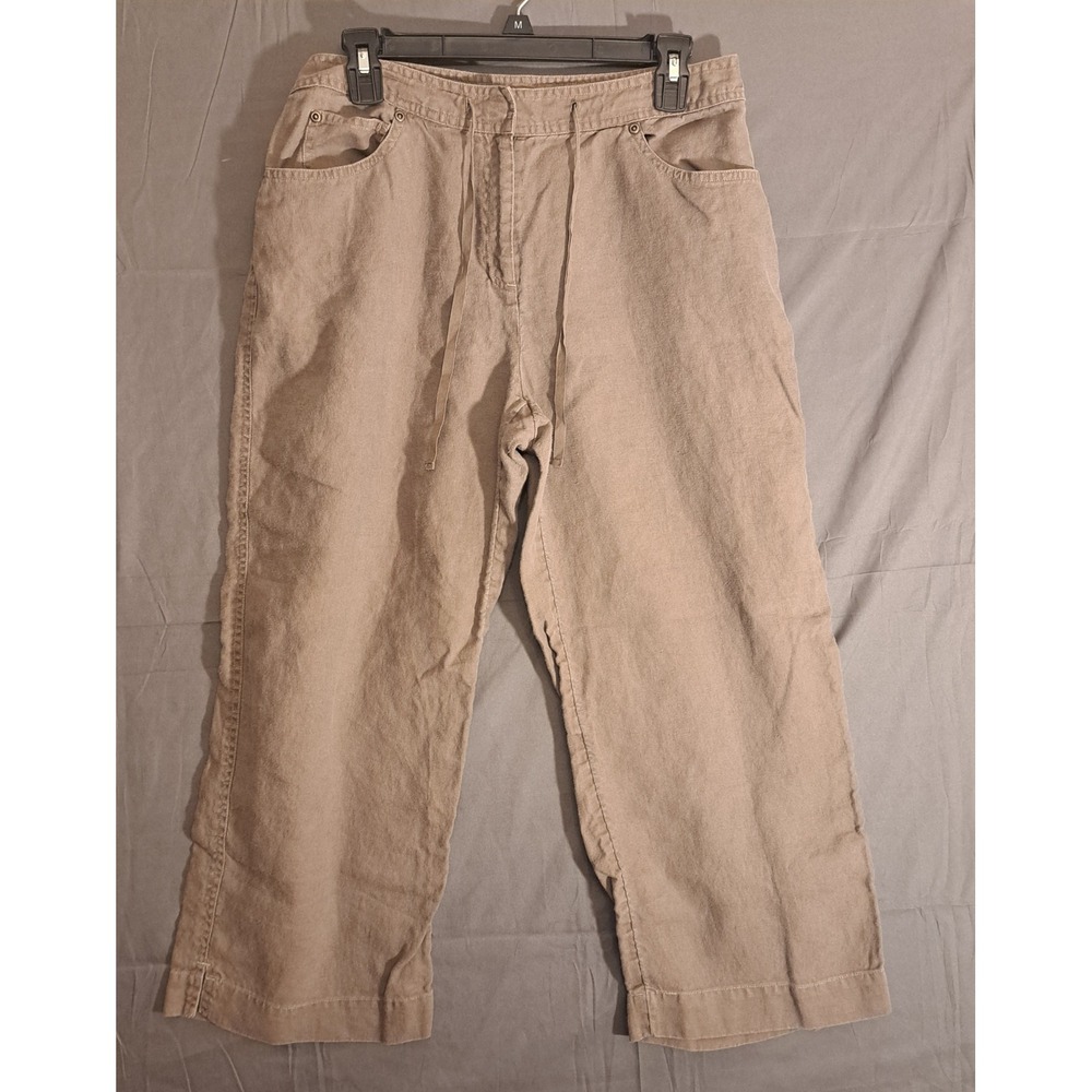 J.Jill 100% Linen Pull On Pants Women's Size 10 Brown